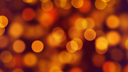Abstract Romantic Warm Red Orange Blurry Sharp Bokeh Circles Lights With A Little Glitter Dust Background