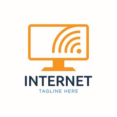 Computer signal internet logo design template