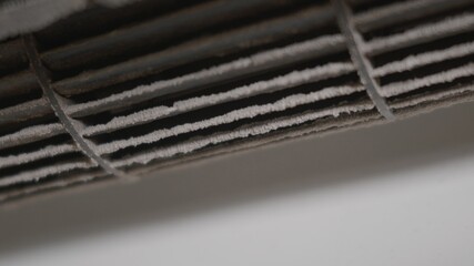Dirty dust dense on squirrel cage fan in air conditioner indoor at home, bad maintenance...