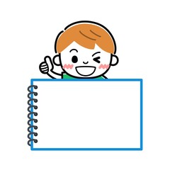 メッセージボードを持つ男の子