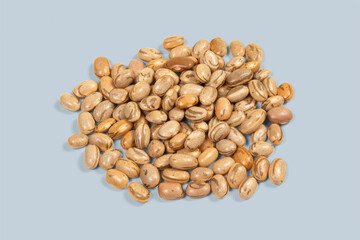 heap of dry pinto bean seed on white background