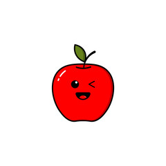 Apple fruit characters with cute facial expressions
