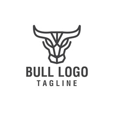 bull head line art logo vector