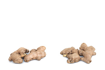 Ginger isolated on white background, (Zingiber officinale)