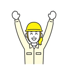 現場作業員と作業車のイラスト