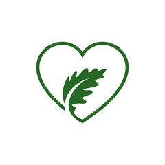 Love oak leaf logo design vector illustration, Creative oak tree logo design concept template, symbols icons
