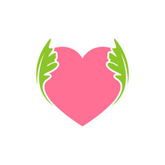 Love oak leaf logo design vector illustration, Creative oak tree logo design concept template, symbols icons
