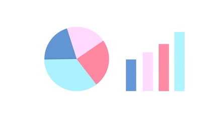 3D illustration of charts. Graphic and bars.