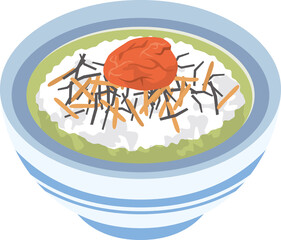 梅干しが乗っているお茶漬けのイメージイラスト