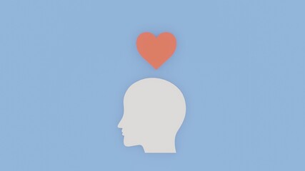 Love and heart concept. Two people fall in love. Illustration with white, red and blue colours