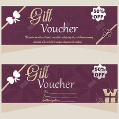 Gift luxury certificate voucher card. Elegant template for a festive gift card, coupon and certificate. 