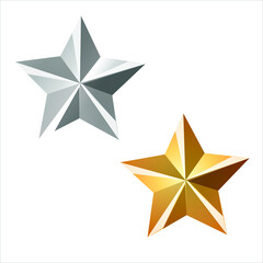 vector gold and silver star for decoration 