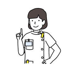 X-ray technician pointing a finger: Female