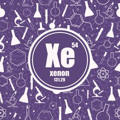 Xenon chemical element. Concept of periodic table.