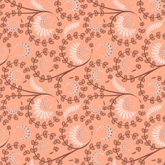Seamless texture, pattern on a square background - flowers and leaves. Styling.