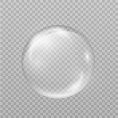 Transparent water bubble. Design element for drinks, fizzy, cosmetics for the skin..Isolated on a transparent background.