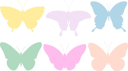 Set butterflies silhouettes colorful vector illustration	