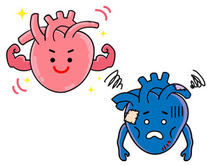 心臓　元気　病気　強い　弱い　イラスト素材