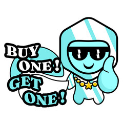 ice cube mascot buy one get one, perfect for sticker, advertisement or promotion