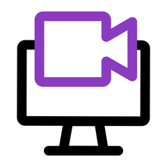 computer icon. computer with video. outline vector icon. can use for, icon design element,ui, web, mobile