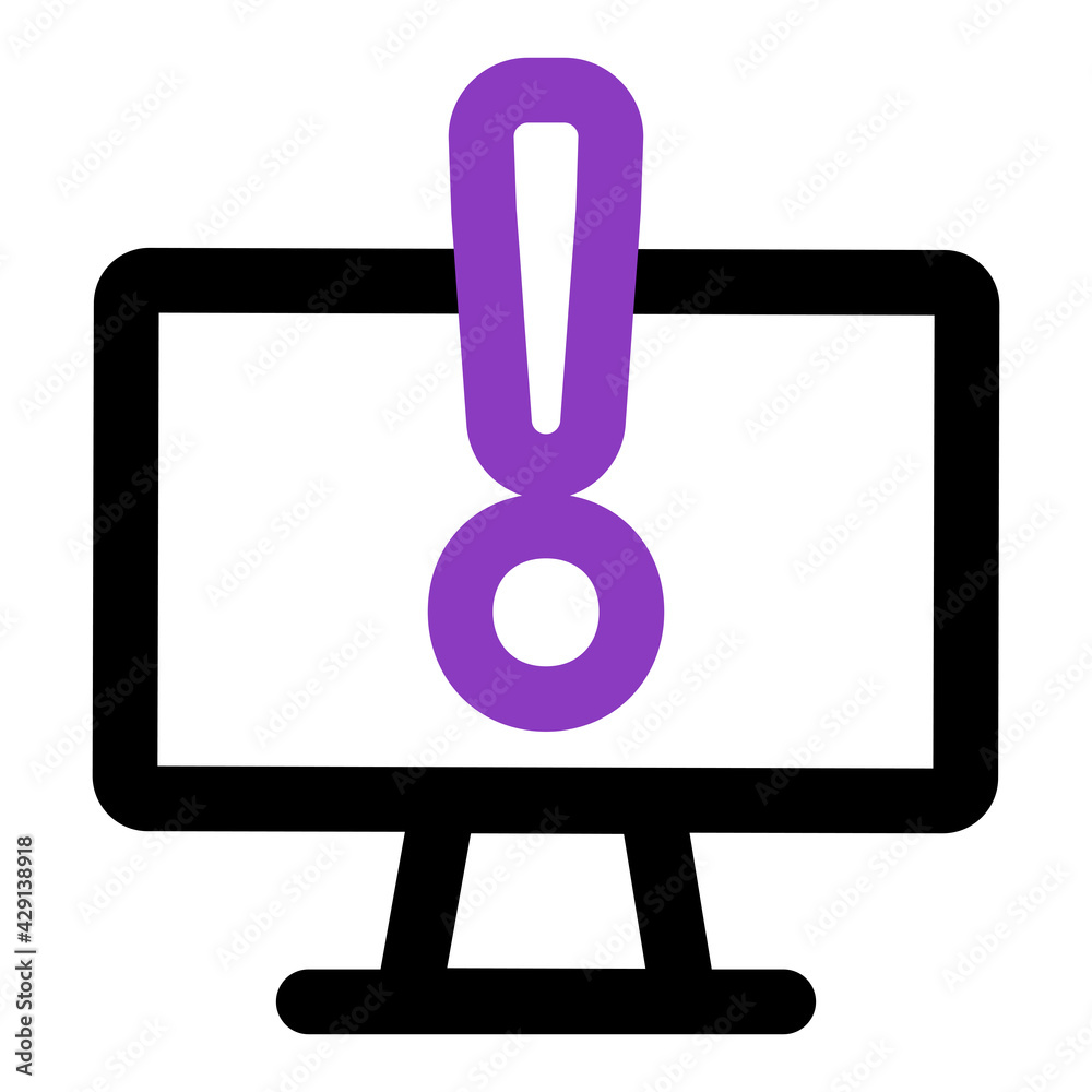 Poster computer icon. computer with warning. outline vector icon. can use for, icon design element,ui, web,