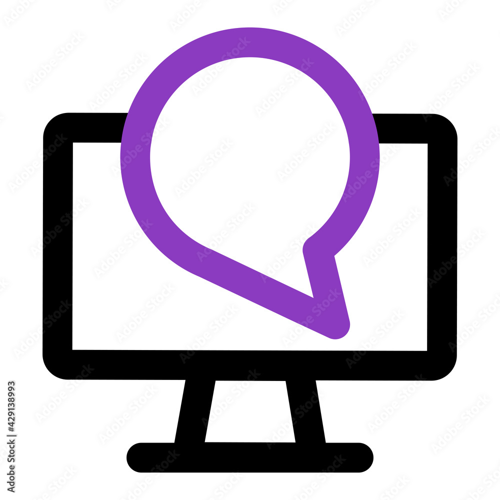 Fototapete computer icon. computer with chat. outline vector icon. can use for, icon design element,ui, web, mobile
