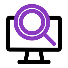 computer icon. computer with search. outline vector icon. can use for, icon design element,ui, web, mobile