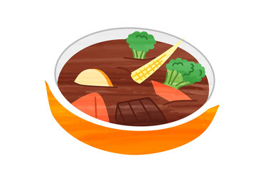 Beef stew simple cute icon