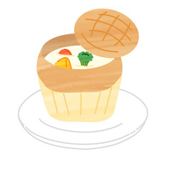 Pie soup stew simple cute icon