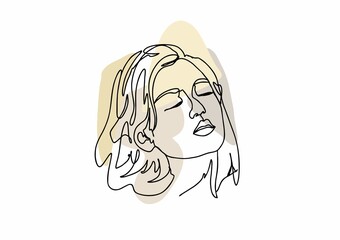 Portrait of a girl painted in the style of one line