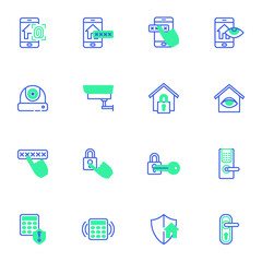 Smart home control system line icons set