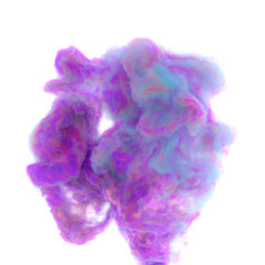 Blue and pink color paint ink drop on white background. 3D rendering.