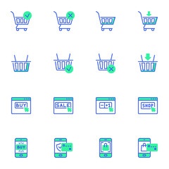 Shopping online line icons set