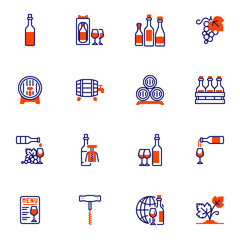 Fototapeta premium Wine production line icons set