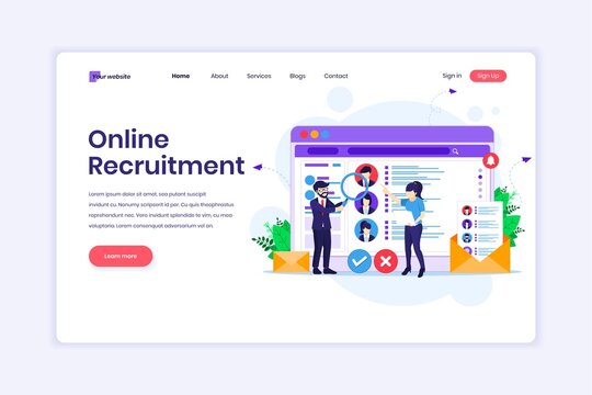 Landing page design concept of Online Recruitment concept, People searching candidate for a new employee, Human Resource. vector illustration
