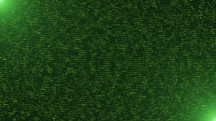 Green code line with green flare technology background