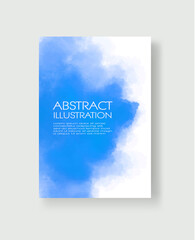 Bright blue textures, abstract hand painted watercolor banner.