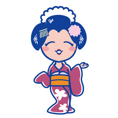 舞妓　まいこ　舞妓さん　京都　かわいい　イラスト素材