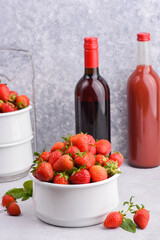 Strawberry harvest: fresh strawberry picking, strawberry wine and strawberry juice