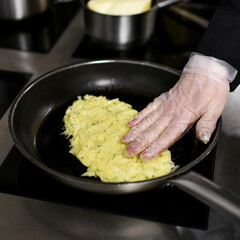 potato pancakes fried grater hands dough flour egg flatbread fries kitchen cook chef cafe restaurant