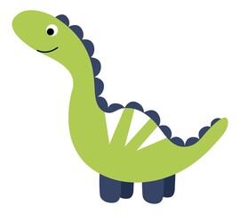 Cute hand-drawn dinosaur on a white isolated background. Illustration for children. Vector.	
