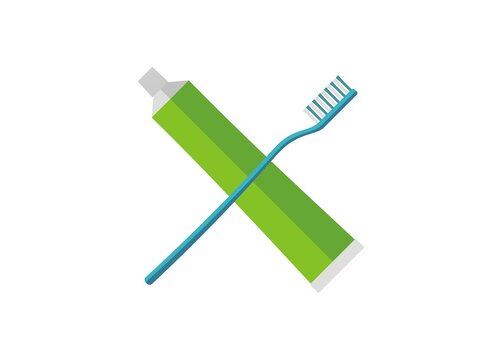 Tooth brush and tooth paste. Simple flat illustration.