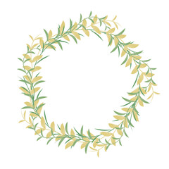 Fototapeta na wymiar Digital watercolor botanical wreath graphic design for wedding invitation