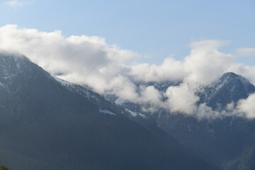 Fototapeta na wymiar panorama on snow covered mountains in Liechtenstein, Europe