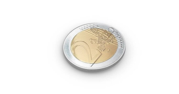 Falling two euro coin