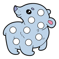 Vector digital educational game with cartoon character for toddlers:  patches or dot marker pages