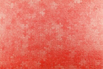 Jigsaw puzzle as background. Closeup of red jigsaw puzzle pieces