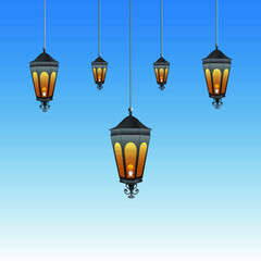 street lamp on a white background for Festival Celebrating, Ramadan and Eid Mubarak