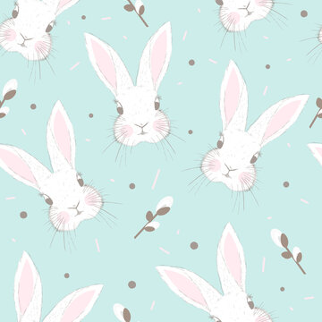 Seamless patern with little rabbit vector prints for baby room, baby shower, greeting card, kids and baby t-shirts and wear