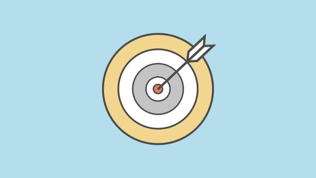 Target icon Animation. 4k animated Icon to improve your project and explainer video. Blue background and transparent with alpha channel.